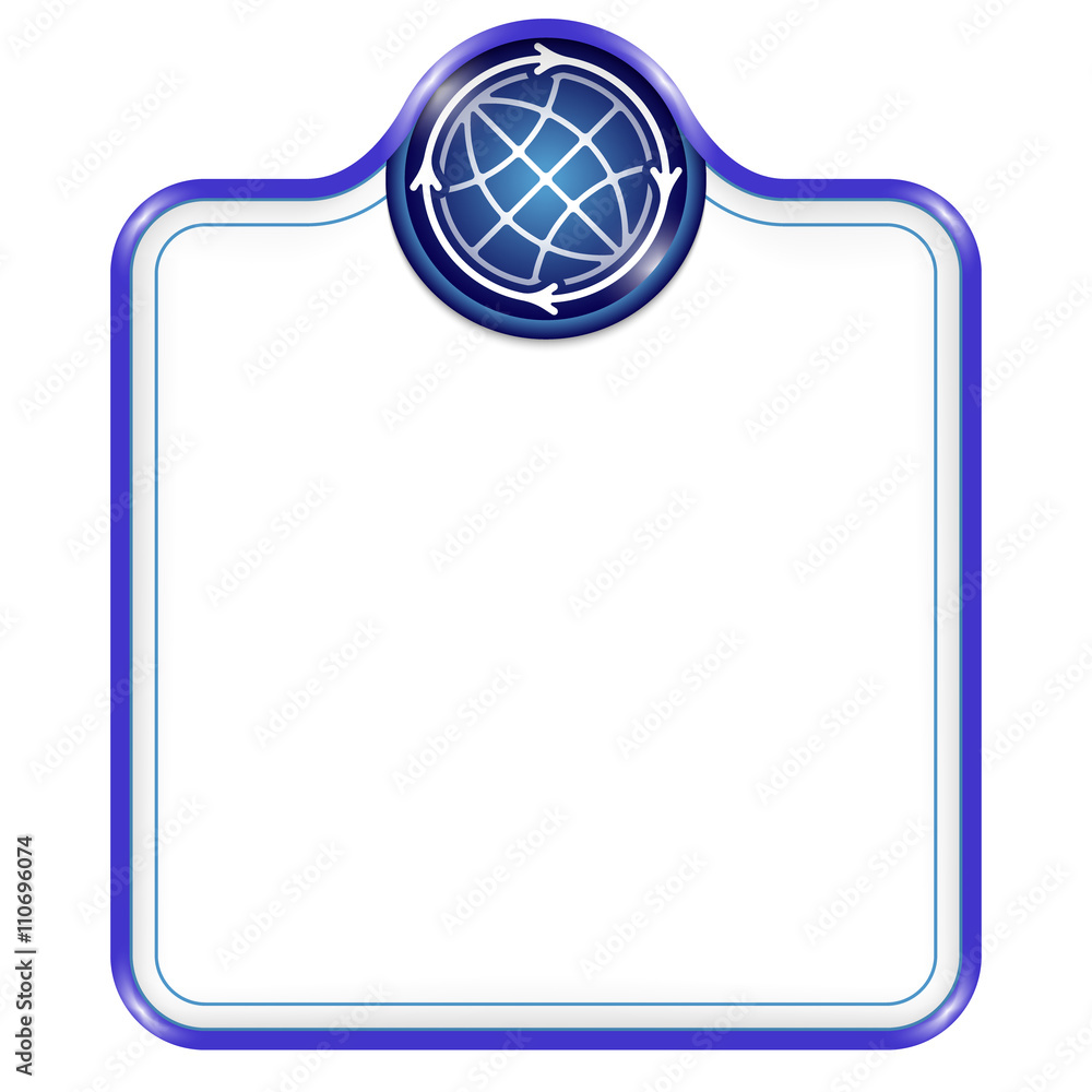 Poster blue vector frame for your text and globe icon