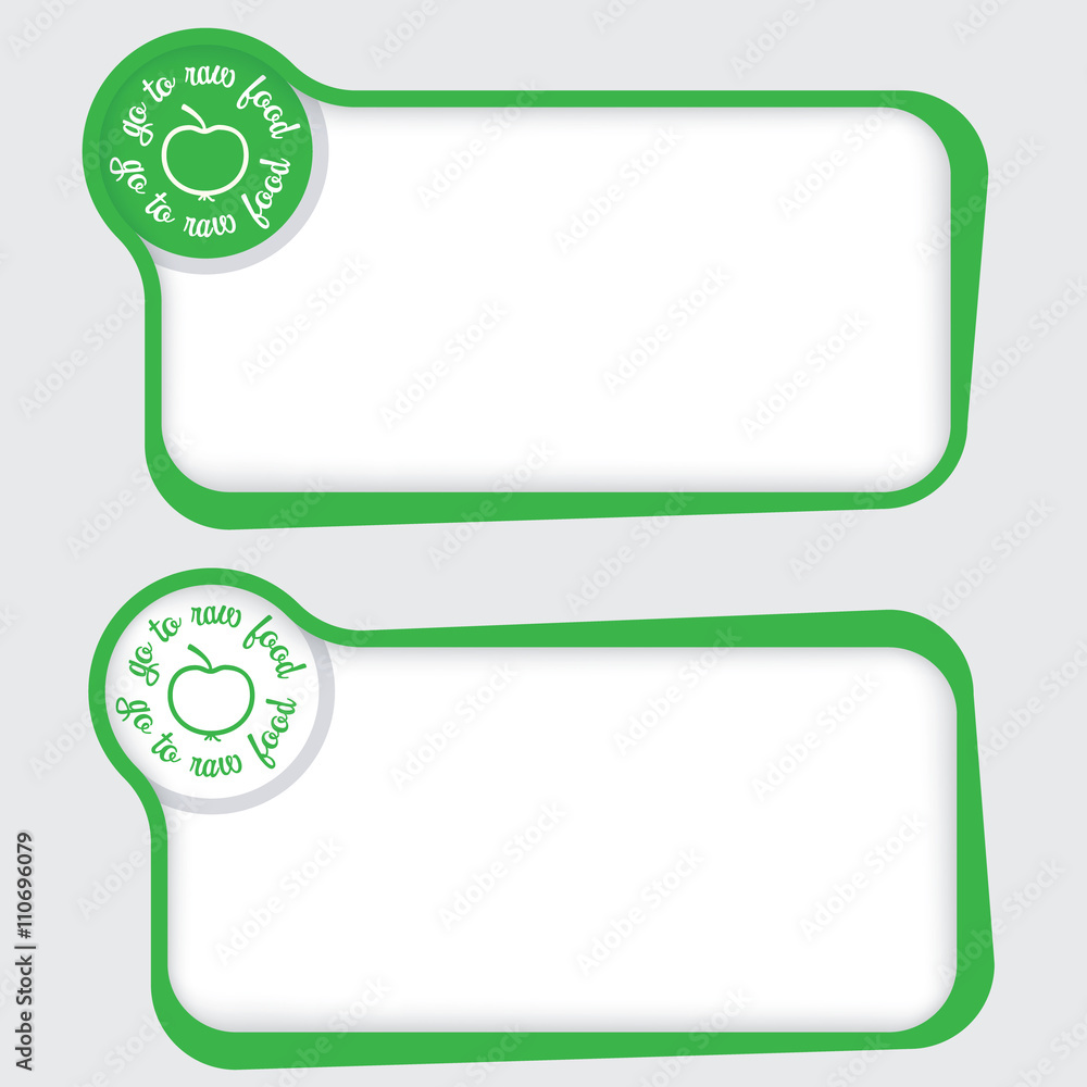 Poster set of two vector text frames and vegan icon