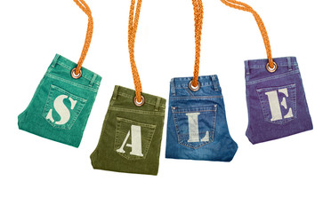  Labels made of jeans, price tags concept