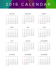 2016 Calendar. Abstract. Week Starts from Sunday. Vector illustr