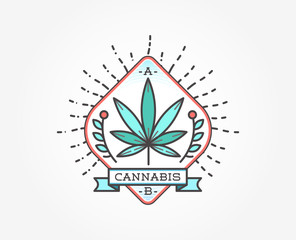 Medical Cannabis Marijuana Sign or Label Template in Vector. Can