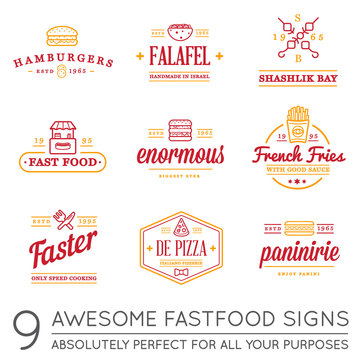 Set of Vector Fastfood Fast Food Elements 