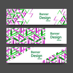 Abstract geometric banners. Vector templates with place for your text. Creative modern design with triangle pattern.