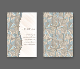 Boho style template for cards, invitations, banners with sample text lorem ipsum. Floral vector illustration.