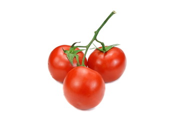Three ripe tomatoes isolated on white background