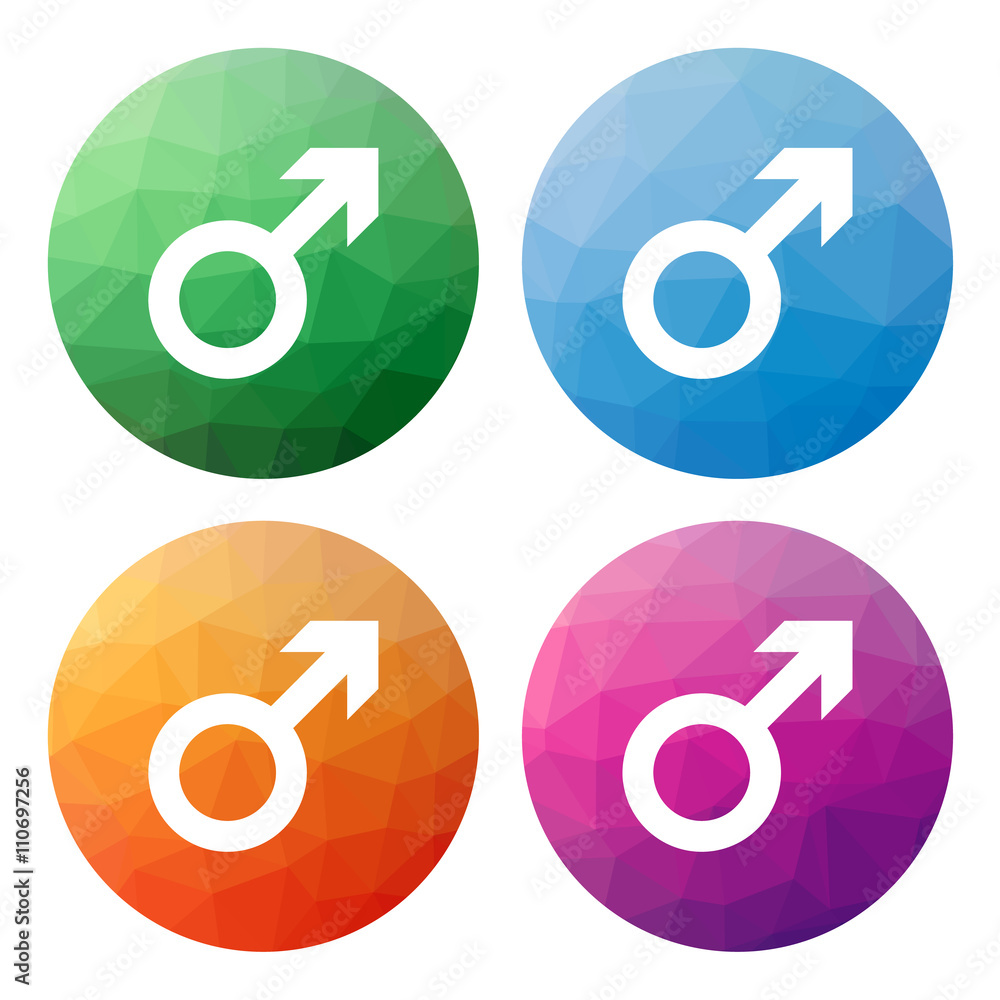 Poster set of 4 isolated modern low polygonal buttons - icons - for ma