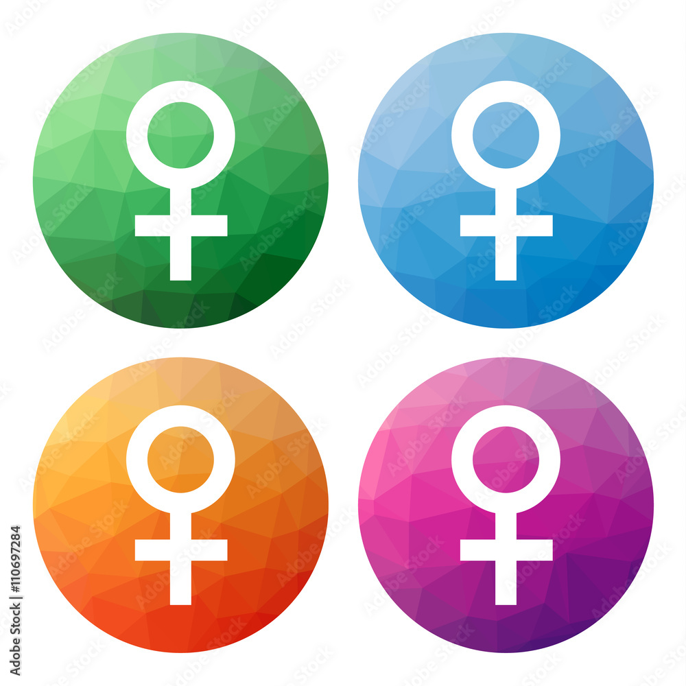 Poster set of 4 isolated modern low polygonal buttons - icons - for fe