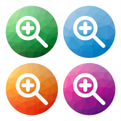 Set  of 4 isolated modern low polygonal buttons - icons - for zo