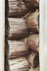 Natural background of a log wall