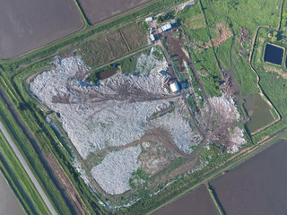 View landfill bird's-eye view. Landfill for waste storage.