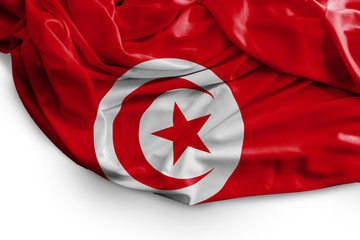 Tunisian flag on white background