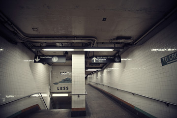 Subway Station Entrance Exit, Brooklyn, New York. 