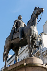 View of the Statue of Wellington at the Royal Exchange in London