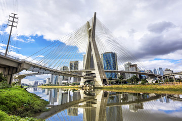 Fototapeta na wymiar Ponte Estaiada Bridge in Sao Paulo, Brazil.