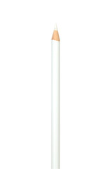 close-up cropped view of a white color pencil over white.
