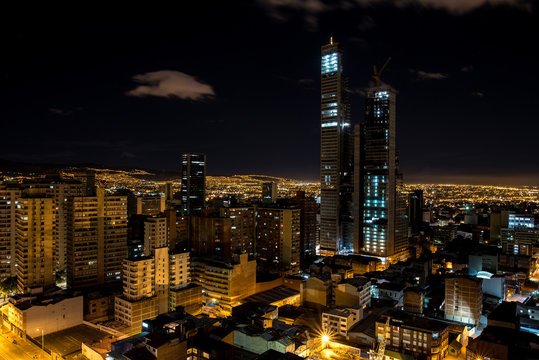Skyline of Bogota in Colombia at night
