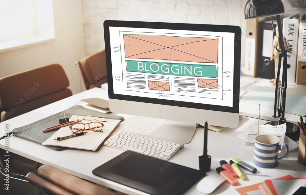 Poster blogging blog social media networking internet connecting concep