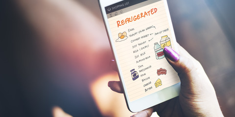 Nutrition Refrigerated Grocery Shopping List Concept