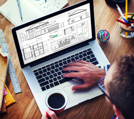 Blueprint Architect Construction Project Sketch Concept