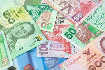 Fototapeta na wymiar Background of Asian currency.