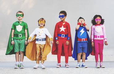 Superhero Kids Aspiration Imagination Playful Fun Concept