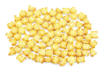 Biscuits alphabet on white background