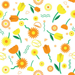 Seamless florals pattern background with cute florals vector des