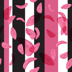 Seamless petals flowers pattern and geometric composition backgr