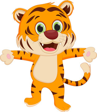 happy tiger cartoon