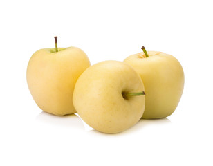 ripe yellow apple isolated on white