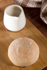 Traditional Japanese mochi on a wooden surface