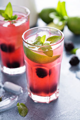 Blackberry and lime refreshing summer cocktail