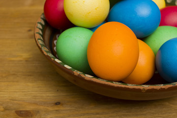 Fototapeta na wymiar Easter eggs of different colors