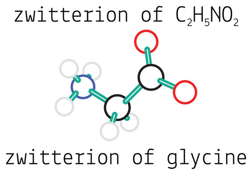 C2H5NO2 zwitterion of glycine amino acid molecule