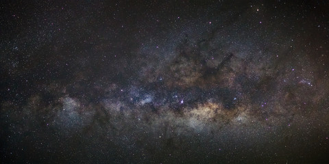 Panorama milky way galaxy.Long exposure photograph.with grain