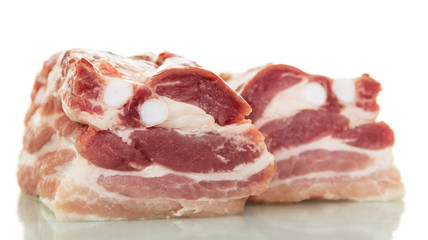 Piece  fresh pork meat isolated on white background.