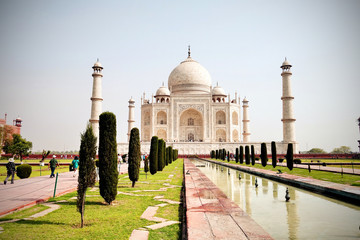 Fototapeta premium Taj Mahal, Agra, India. Vintage filter
