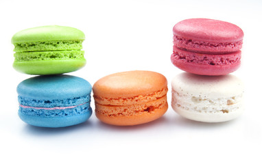 Colorful macaroon on white background