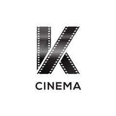 Fototapeta premium Abstract letter K logo for negative videotape film production