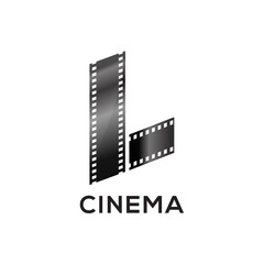 Fototapeta na wymiar Abstract letter L logo for negative videotape film production