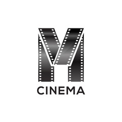 Abstract letter M logo for negative videotape film production