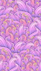seamless pattern with pink curls, waves, swirls, helix, loop, optical illusion. Vector illustration