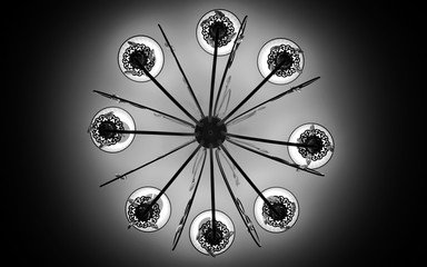 chandelier on the ceiling monochrome