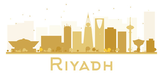 Riyadh City skyline golden silhouette.