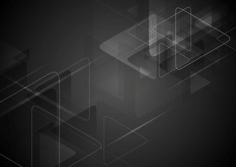 Black tech background with triangles shape