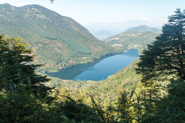 Fototapeta na wymiar Lago Tilquilco lake in National Park Huerquehue, Chile