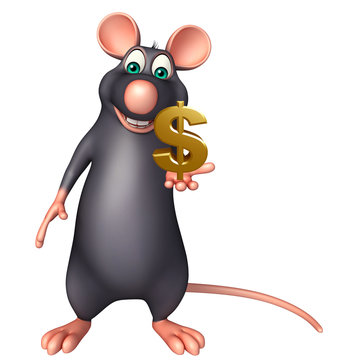  Rat cartoon character with doller sign