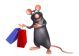  Rat cartoon character with shopping bag