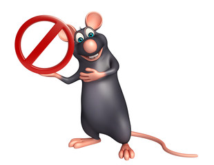 Rat cartoon character with stop sign
