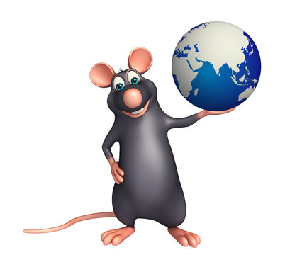  Rat cartoon character with earth